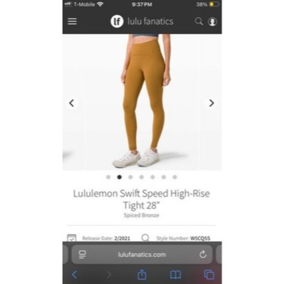 Lululemon Swift Speed High-Rise Tight 28" Inseam Size 4 Spiced Bronze - Picture 1 of 5